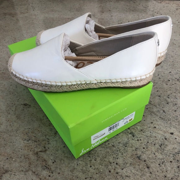 NWT Sam Edelman Keshia White Leather Espadrille Loafers Sz 6.5 M - Picture 7 of 9